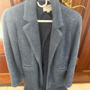 LOFT Women's Textured Blue Teddy Jacket